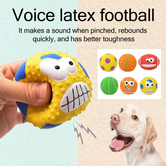 Sports Ball Dog Chew Toy Bite Resistant Boredom Stress Relief Squeaky Latex Football Soccer Tennis Teething Cleaning Toy Pet Supplies