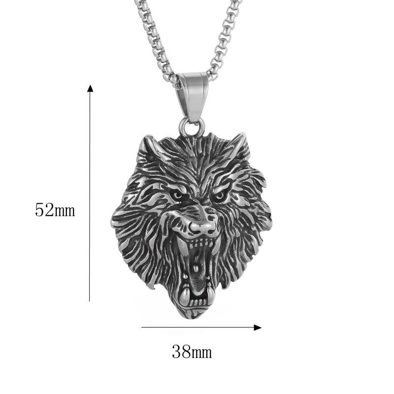Men's Hip Hop Lion Pendant Necklace Stainless Steel Gold Black Cuban Chain Punk Men Fashion accessories
