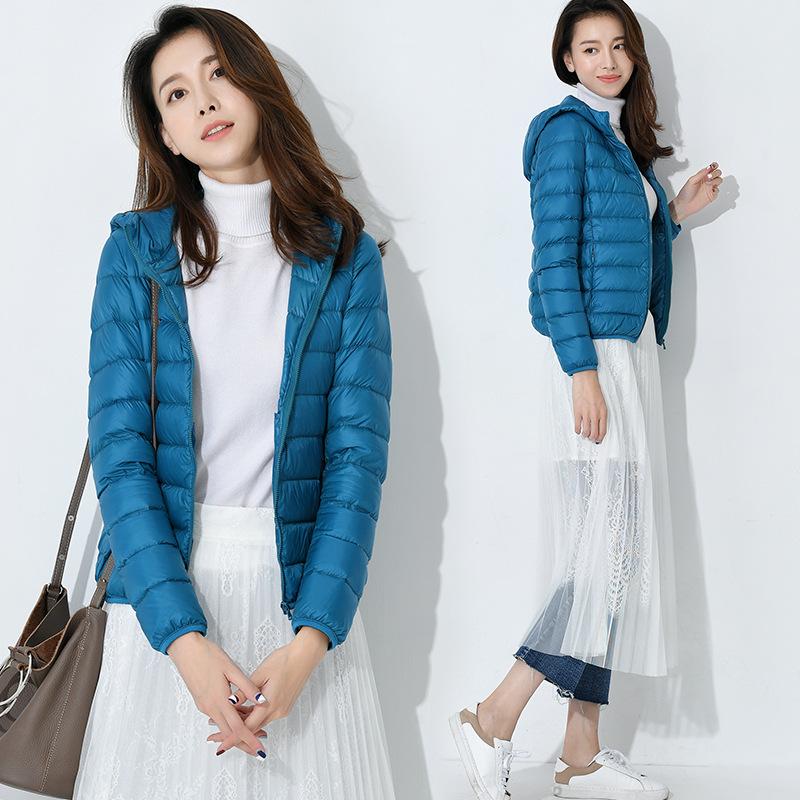 Winter Ultra-thin Down Jacket Women's Light and Short Slim-fit Hooded Large-size Ultra-light and Fattened Couple Slim-fit Jacket