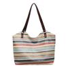 Women's Color Block Rainbow Tote Bag - Summer 2026, Large Capacity Woven Shoulder Bag