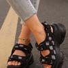 European and American New Sandals Muffin Velcro Large Size Foreign Trade Platform Sandals Denim Women's Shoes