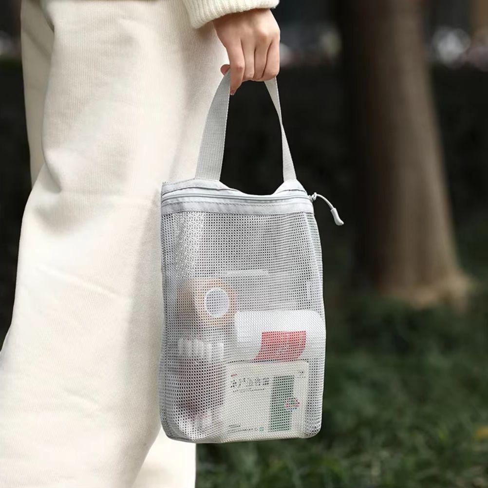 23x26cm Portable Toiletry Bag with Handy Handle Large Capacity Mesh Toiletry  Storage Bag Makeup Bag for Business Trips Travel
