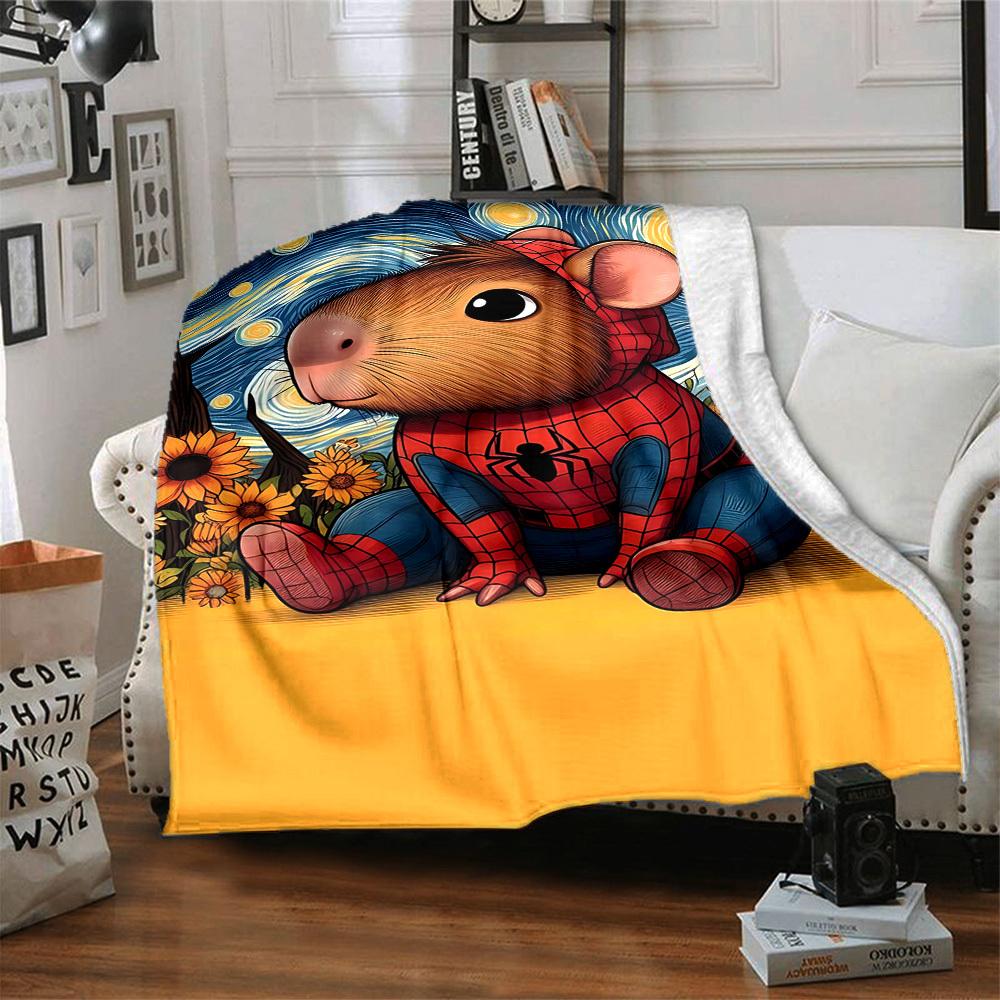 1pc Spider Capybara Blanket Soft All Season Throw with Vibrant Design, Perfect for Home, Travel, and Gifts, Ideal for Naps and Camping