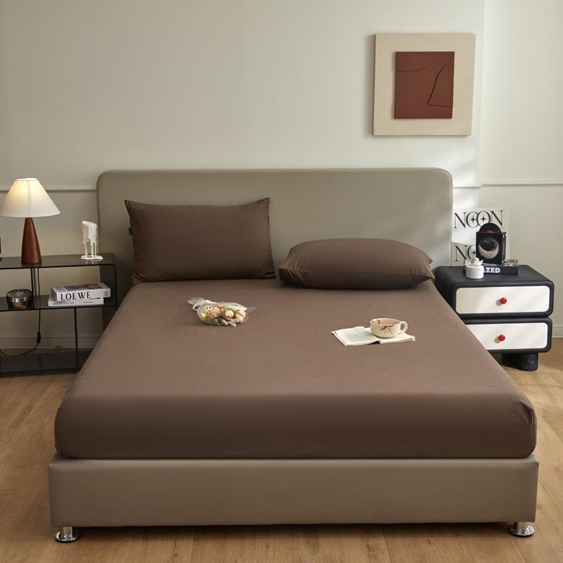 

Нове Бавовняне Матоване Просте Однотонне Простирадло на гумці 1шт/комплекти 90/120/150/180/220см Можна прати в машині 90x200cm&Fitted Sheet кавовий