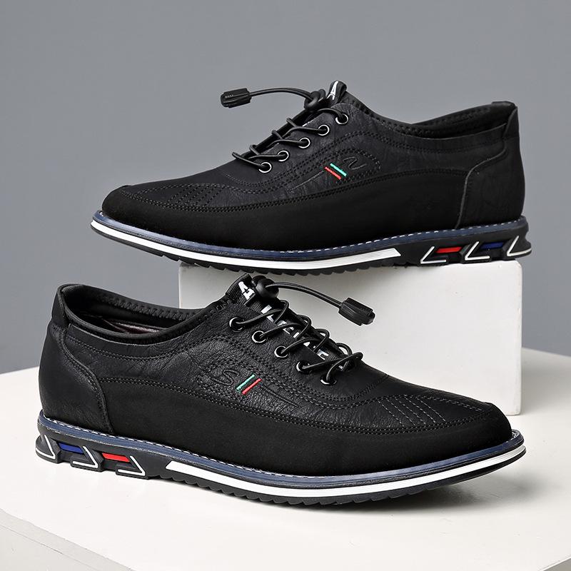 Men s High-end Leather Slip-on Shoes - Business Casual British Style 40