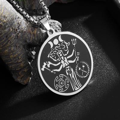 Hot Selling Stainless Steel Necklace Oiled Round Silver Pendant Personalized Sweater Chain