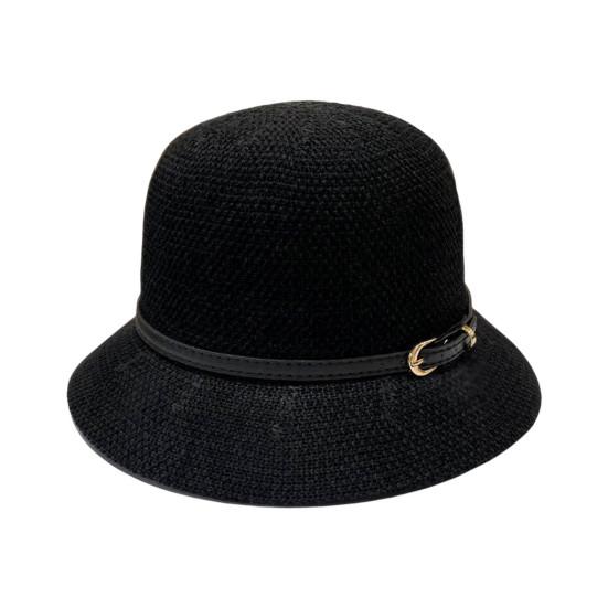 Women Sunhat Foldable Breathable Faux Leather Buckle Summer Outdoor Hand-woven Sunscreen Straw Hat Girls Accessories