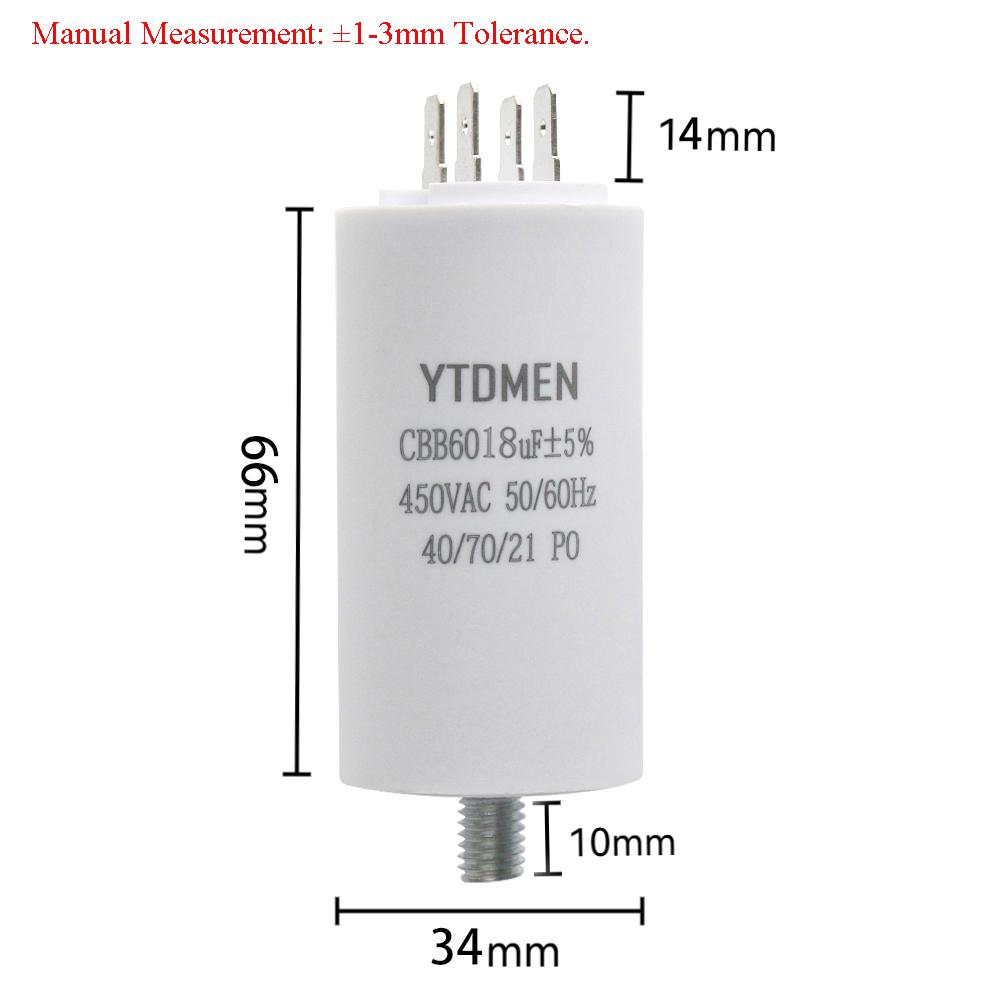 CBB60 Capacitor with Screws AC 450V 4 Pin Dual Insert Motor Run Capacitors 4UF-60UF for Washing Machine Air Water Pump 12uf 16uf