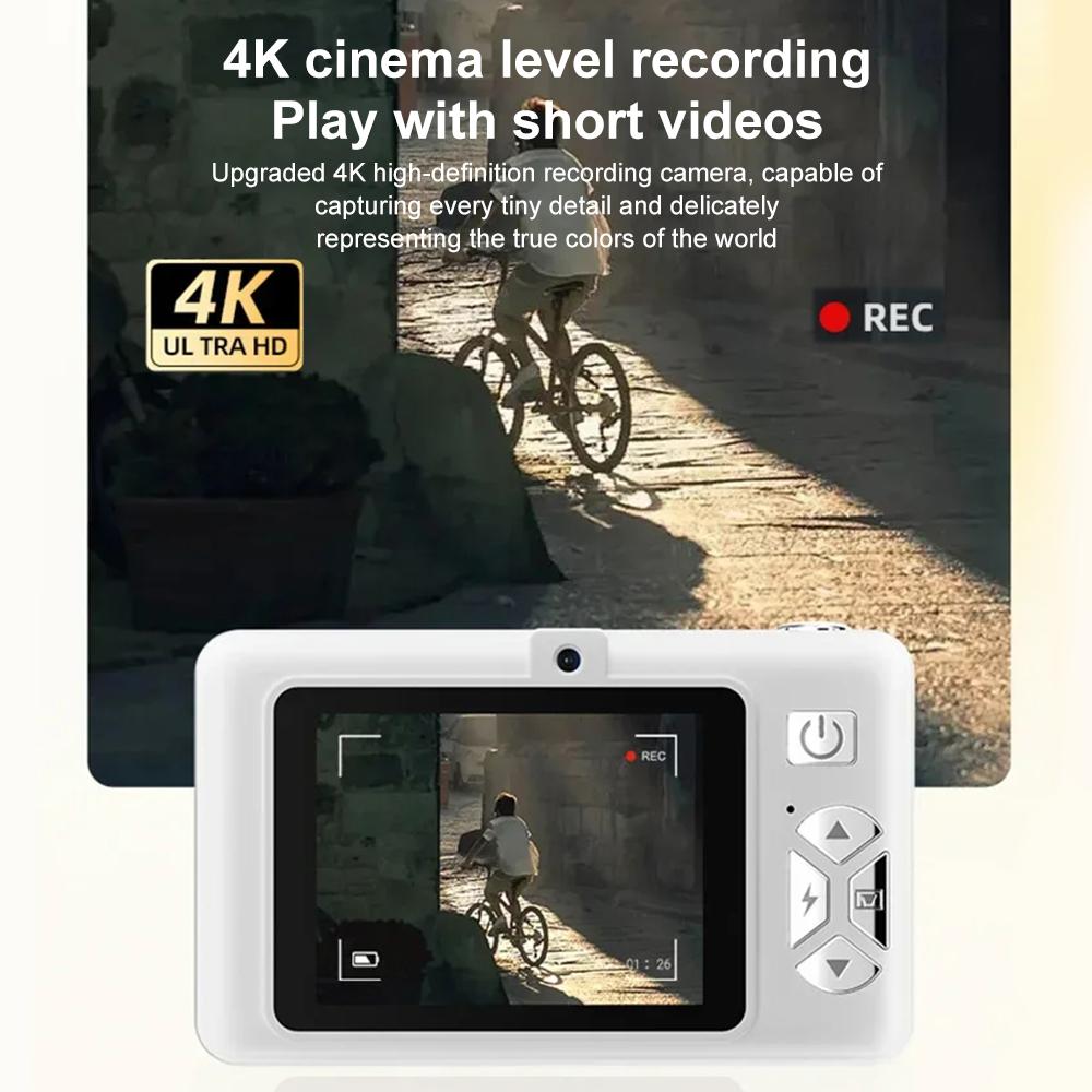 4K Digital Camera 50 Mega HD Pixel Retro Pocket Camera Travel Selfie Entry Level Compact Camera 8x Zoom Dual Camera Camcorder