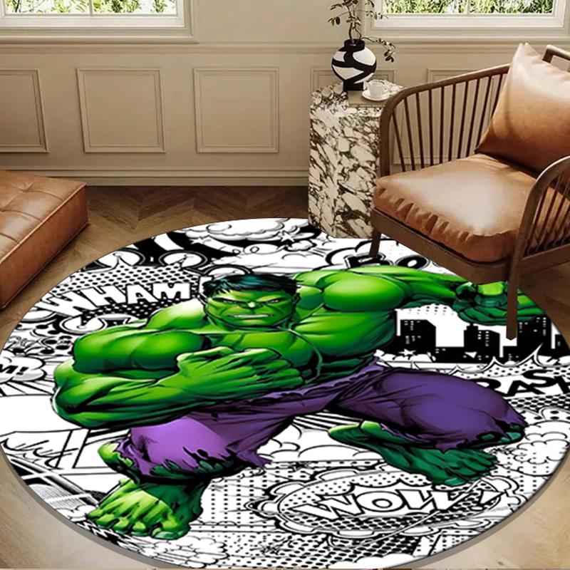 Hero Power Breaks Through Round Rug for Livingroom,Bedroom, Palyroom, Chair Rug, Area rug, Circle Carpet, Large Size Decor Fan Christmas gift