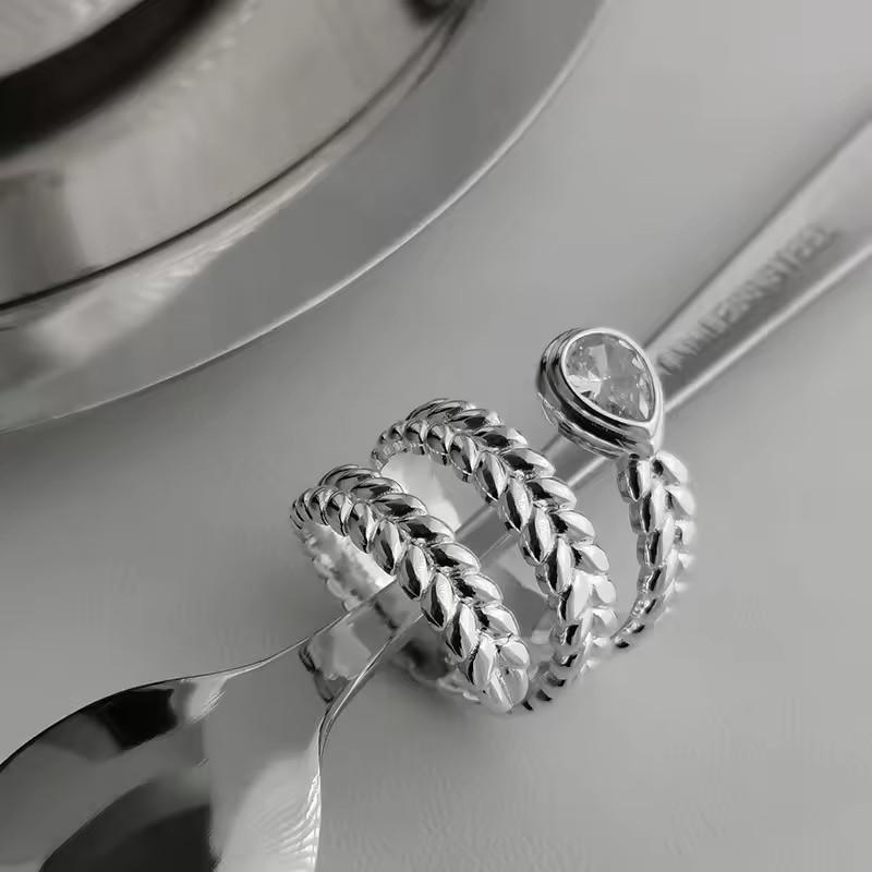 Sam Panda 925 Rings for Women Simple Geometric Handmade Irregular Retro Ring Gold Zircon Allergy For Birthday Gift