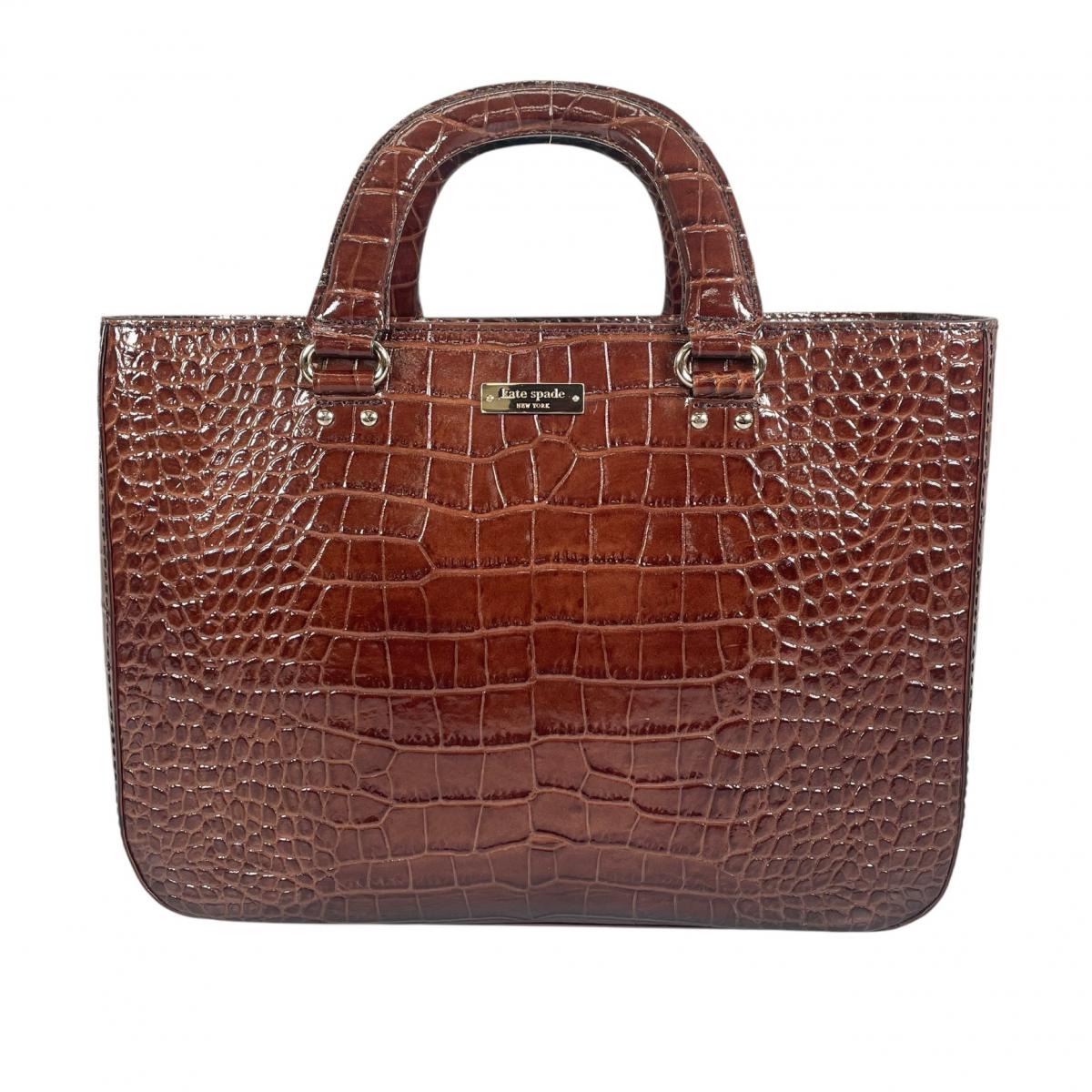 Kate Spade New York Croco embossed Handbag leather Brown Women Used