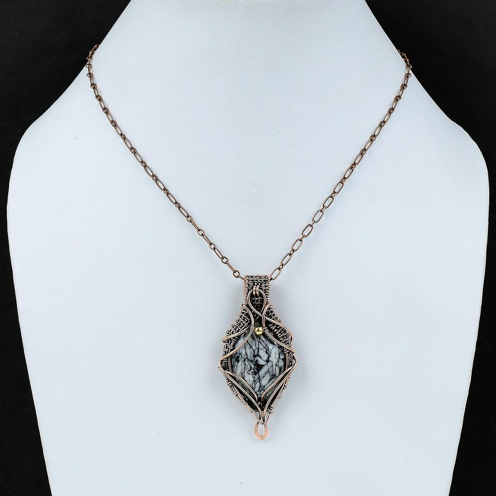 Pinolith Jasper Pendant Copper Wire Wrapped Gemstone Pendant Handmade Copper Jewelry Brand New Pendant Gift For Her Wire Wrap Stone Jewelry