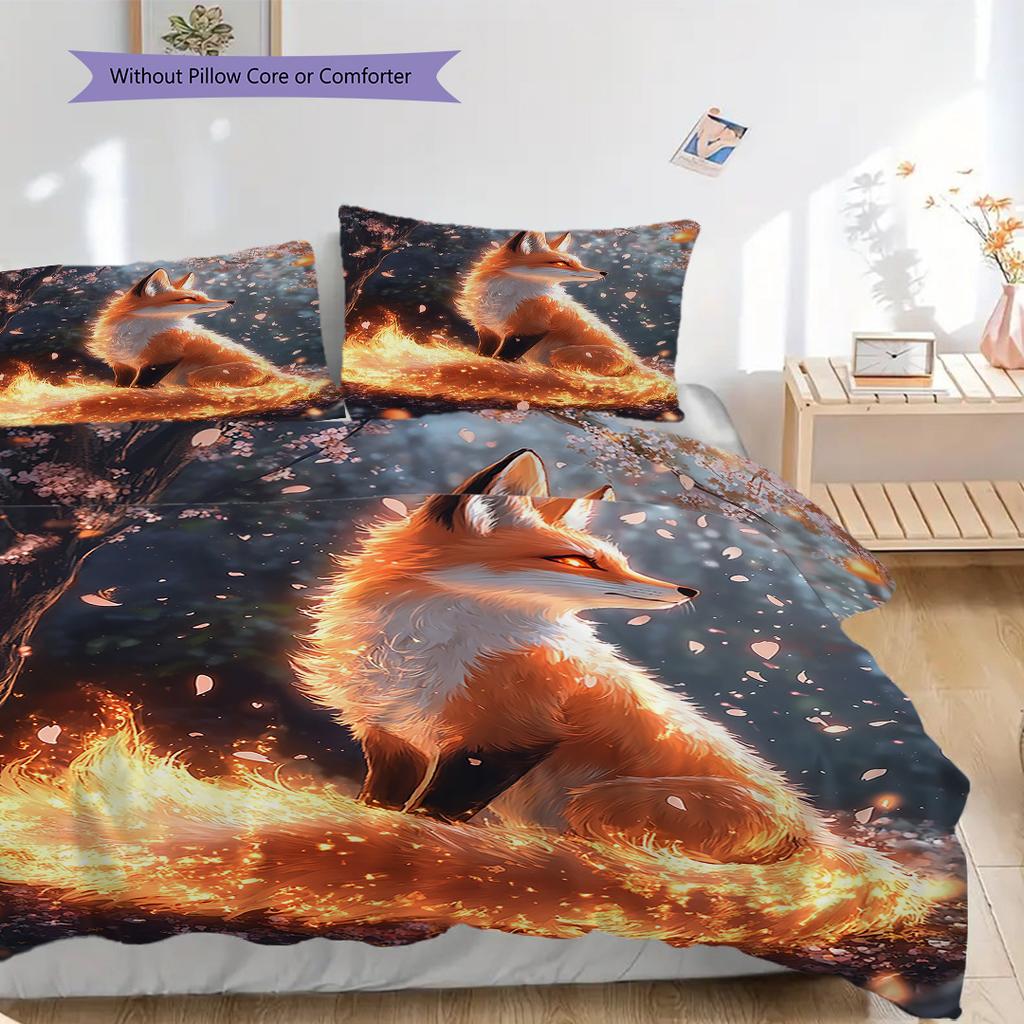 Set Copripiumino Trapuntato con Motivo Volpe Federa Decorazione per la Casa Regalo di Compleanno (1 * copripiumino + 2 * federa, senza nucleo)