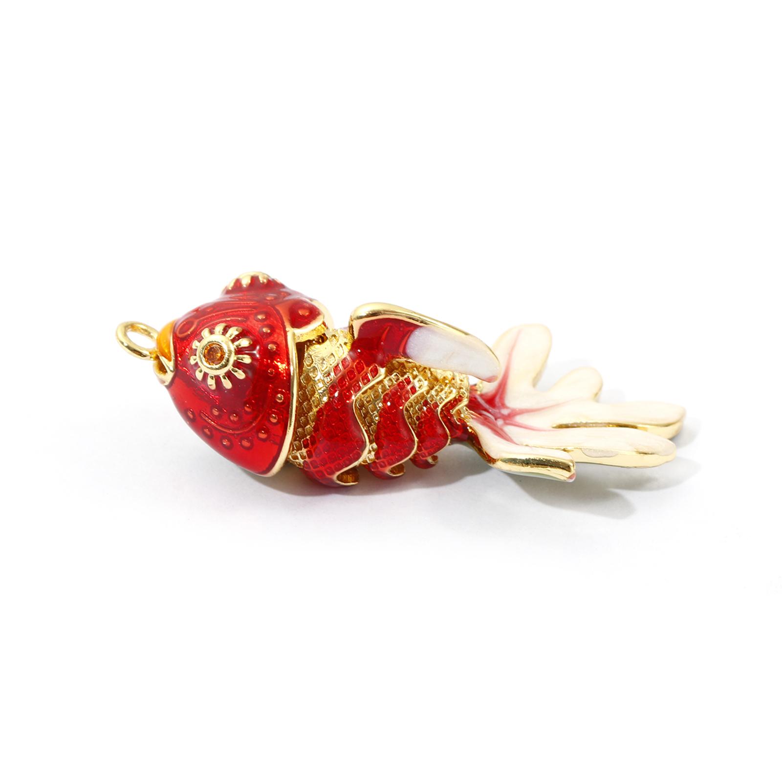 

1 Piece Brass Ocean Jewelry Movable Goldfish Pendants 18K Gold Plated Enamel Fish Cubic Zirconia For DIY Making 3.6cm x 1.8cm красный