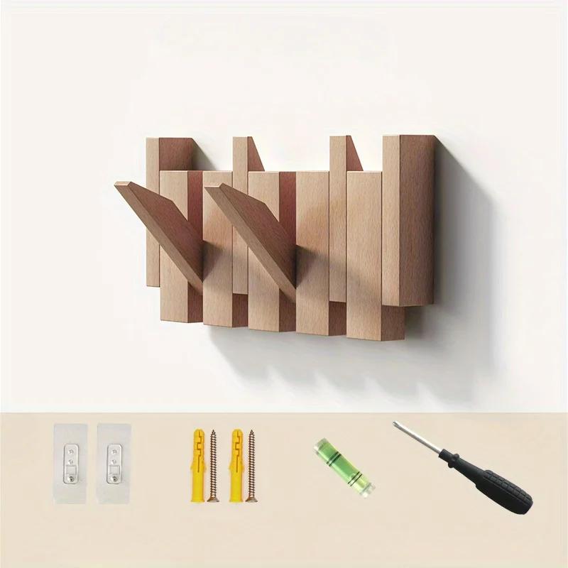 Wooden Coat Hanger No Drill Wall Hook Piano Key Design Clothes Rack for Dressing Room