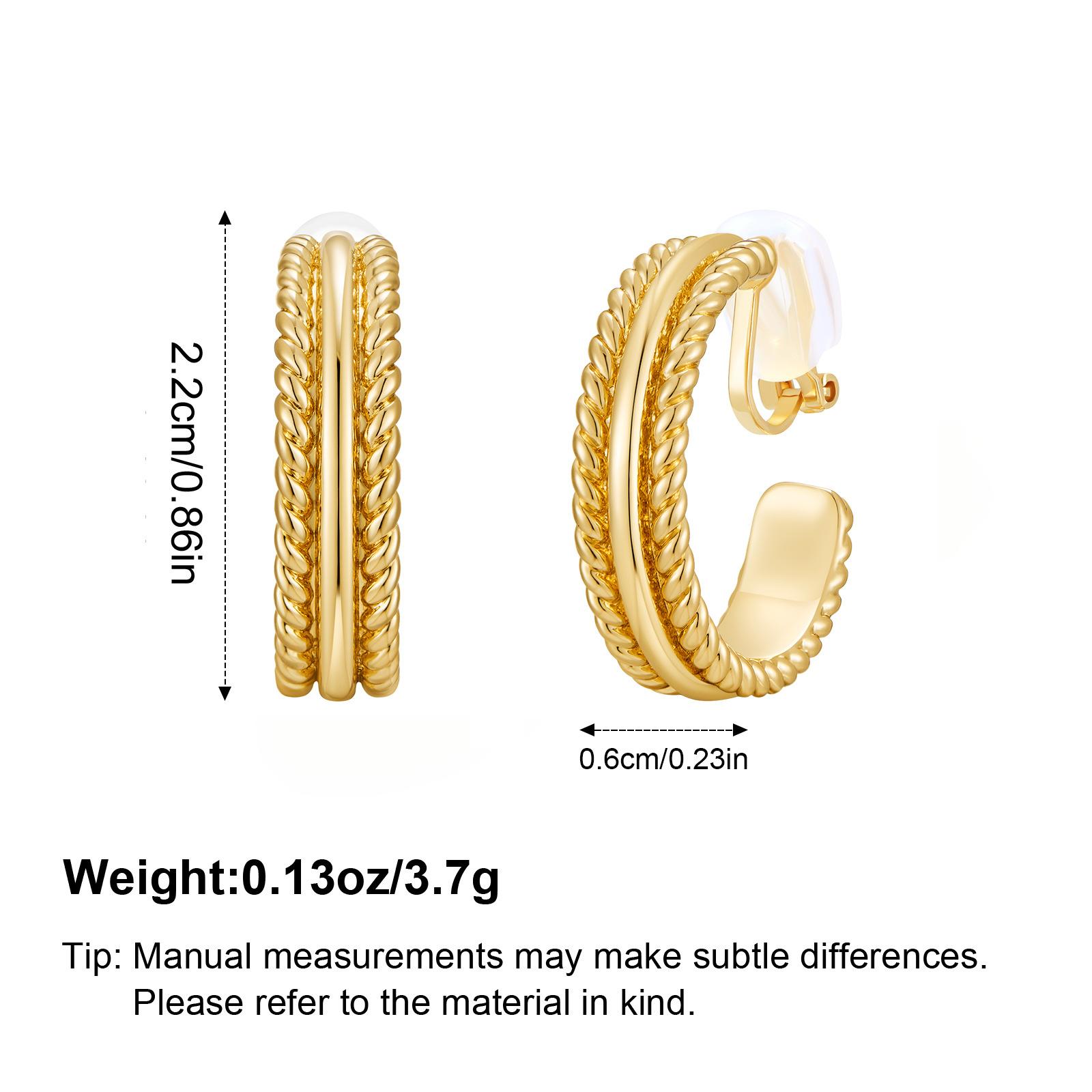 French retro C-shaped geometric retro earrings earrings women s jewelry plated with 18K gold ear clips wholesale