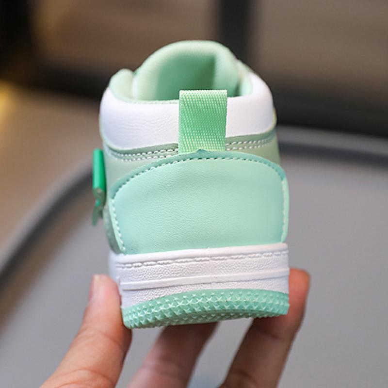 Children's Sneakers, New Girls' Solid Soles, High-top Shoes, Kids Velcro Casual Shoes, Boys' Basketball Shoes