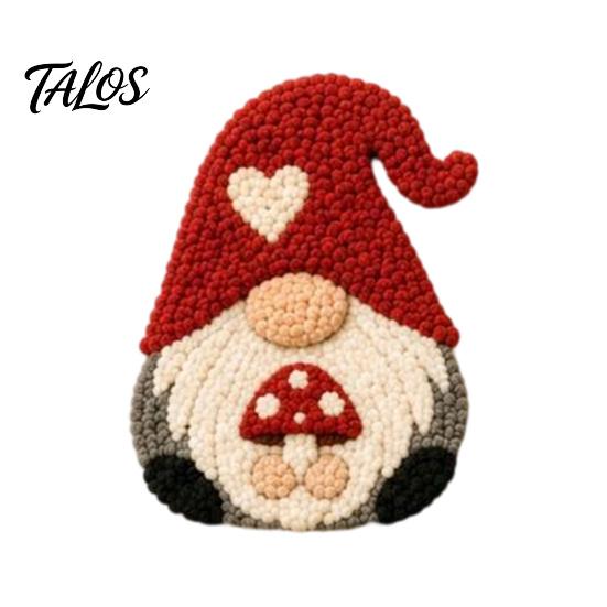 Gnome Punch Needle Coaster Kit Kit, DIY Craft Set with Pre-Printed Fabric for Adults Yarn Hoop Felt Backings, Embroidery Beginners And