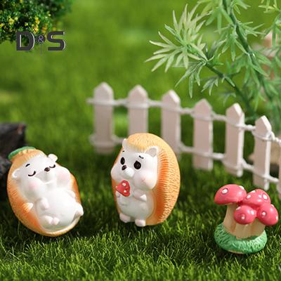 7 Styles Resin Ornament Mini Lovely Hedgehog Figurines Miniature Fairy Garden Ornament