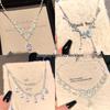 Banquet Geometric Diamond Tassel Necklace - Elegant, High-End Collarbone Chain
