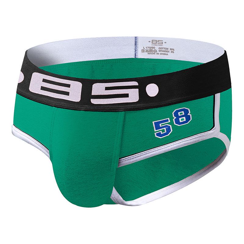 

BS85 Men s Cotton Breathable Solid Color Briefs 2X-Large зелёный