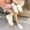 Half Slippers Women's Outer Wear Summer New Models Without Heel Dissolving Shoes Genuine Leather One Pedal White Shoes Bag Head Half Tray