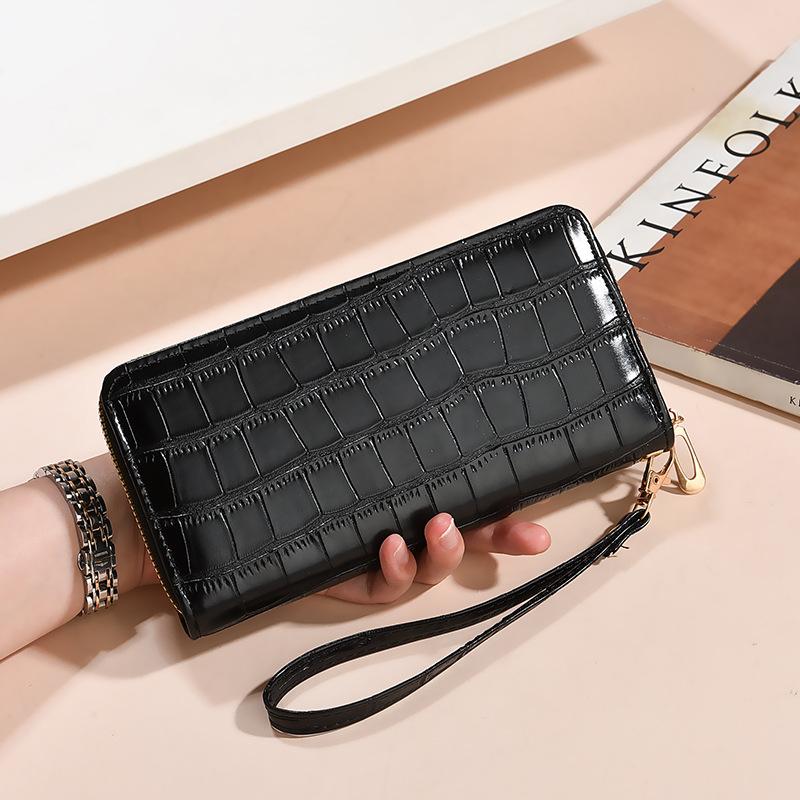 New Crocodile Print Womens Clutch Bag Fashion Versatile Multi Card Holder Zipper Large Capacity Wallet