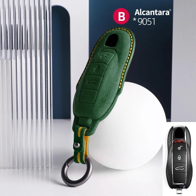Alcantara Car Key Case Cover For Porsche Panamera Spyder Carrera Macan Cayman Cayenne 911 970 981 991 Accessories