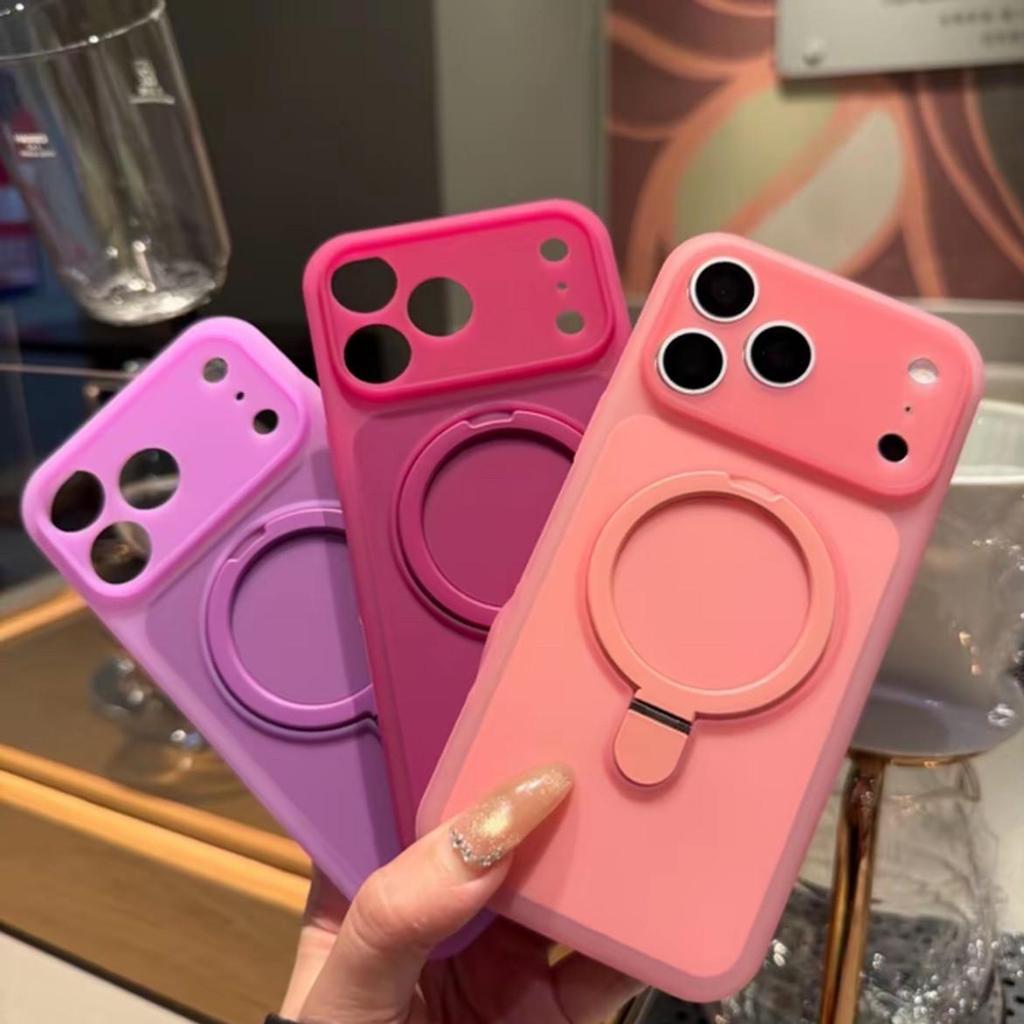 iPhone 17 Liquid Silicone Magnet Case with Stand for Apple 16 Pro Max/15 Pro
