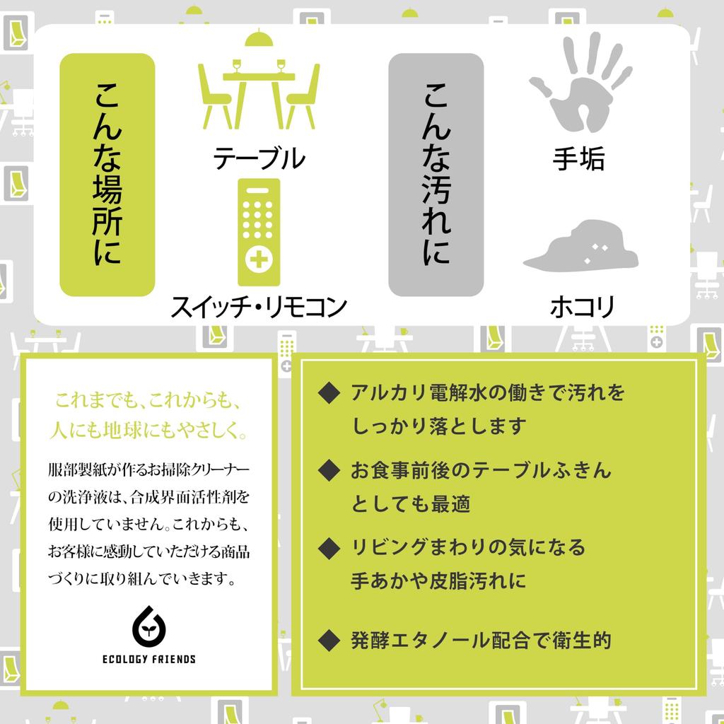 Hattori Paper Cleaning Alkaline Electrolyzed Water Dining Table Living Synthetic Surfactant Sheet Size Approximately 18 x 30cm 20 Set of 4 Sheet,