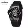 Mens Fashion Casual Automatic Mechanical Watch With Hollow Triangle Dial Heart Shape Stainless Steel Buckle