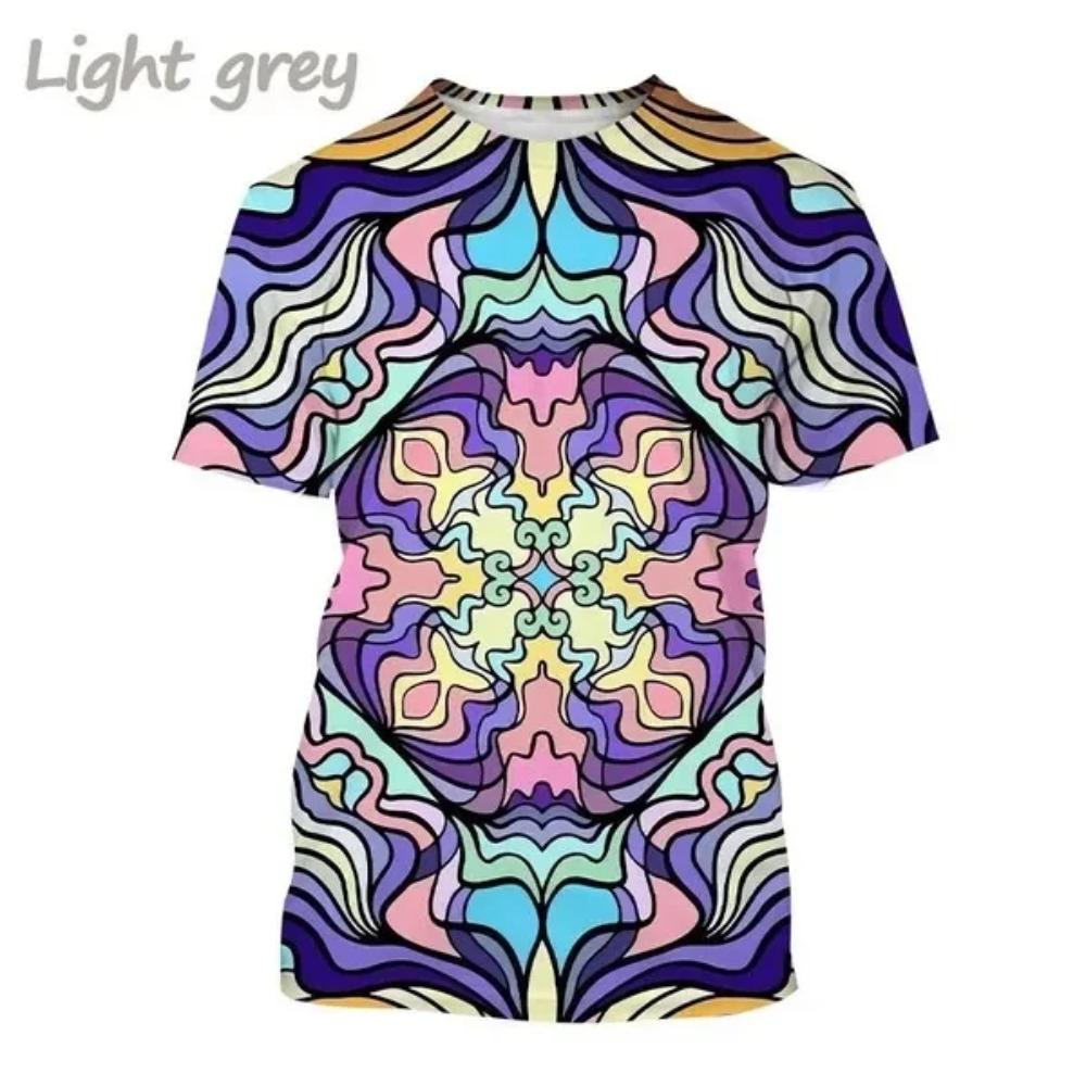 Summer Women's 3D Printing T-shirt Sparkling Camo Mandala Art T-shirt O-Neck Large Short Sleeve Casual Top