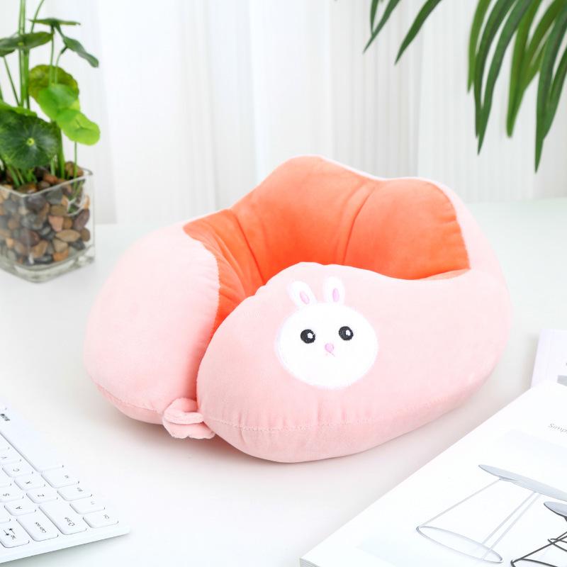 Cartoon Portable U-Shaped Neck Pillow - Foldable & Multifunctional for Travel