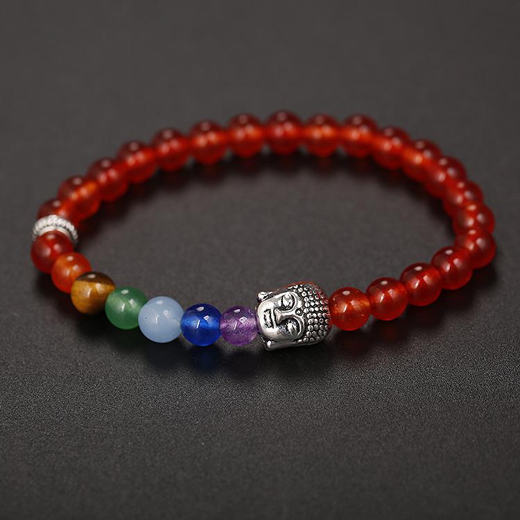 6Mm Natural Stone Green Dongling Agate Buddha Head Bracelet Jade