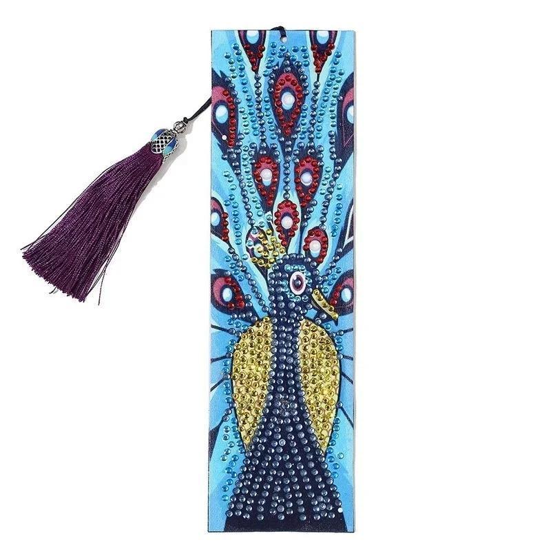 Creative Diamond Peacock Bookmark DIY Handmade Opposite Sex Diamond Bookmark Creative Student Stationery Tassel Bookmark Gift