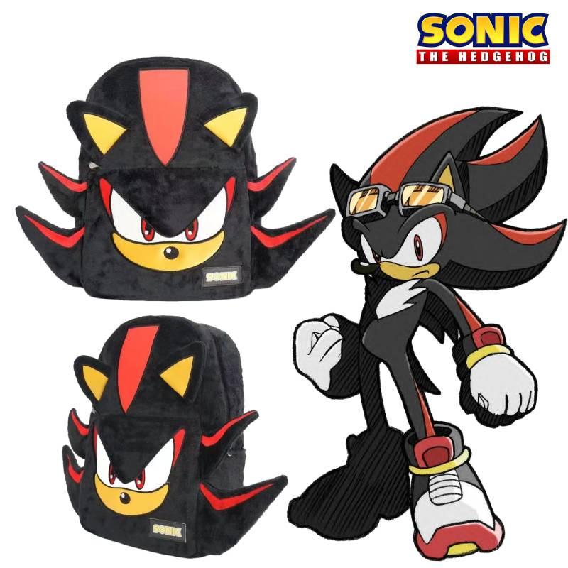 Wlags Handmade Sonic Shadow Black Backpack Plush Material Modern Cool Style