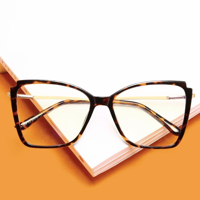 Big Frame Anti Blue Light Cat Eye Nearsighted Glasses Metal Minus Degree Prescription Eyeglasses Diopter 0 -0.5 -0.75 To -6.0