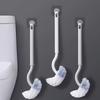 Toilet Brush Long Handle Curved Bowl Cleaning Brush Dual Bristles Wall‑mounted Bathroom Toilet Cleaner Household Cleaning Tool