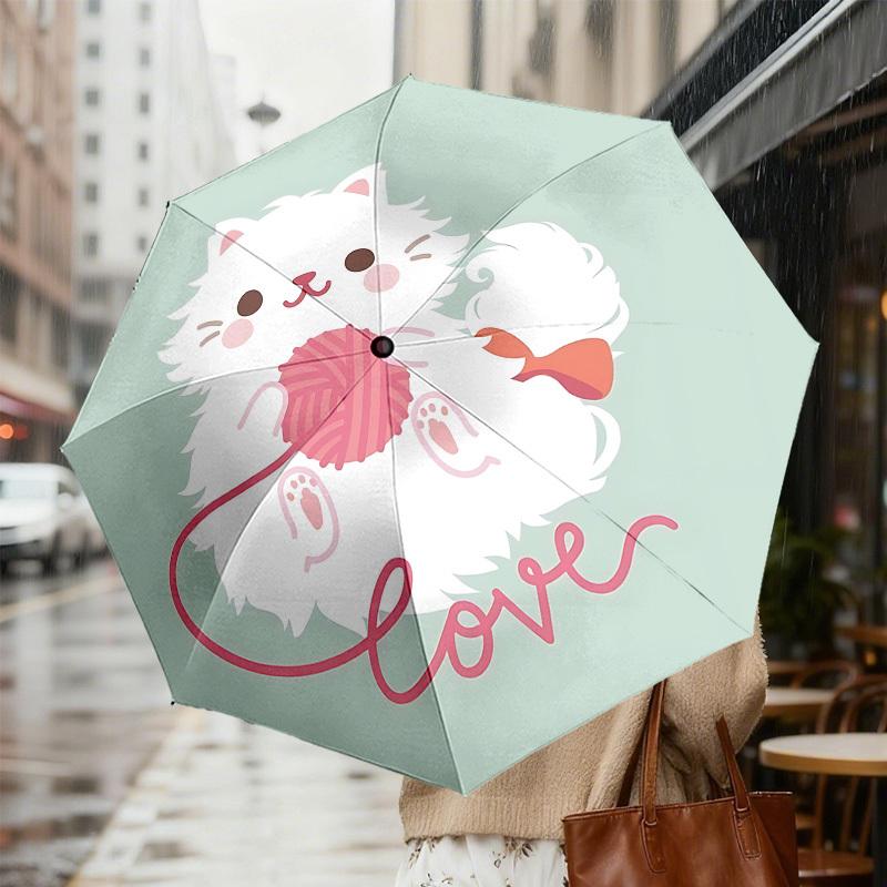 Love Cats & Yarn: Cute Cat Print Umbrella   Automatic Opening/Closing, Outdoor Protection, Lightweight and Durable Travel Accessory 190