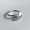 925 Sterling Silver Rings for Women Couple Minimalist Sparckling Pearl Ring Fine CZ Jewelry Birthday Gift Prevent Allergy