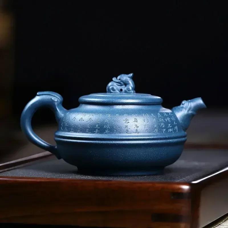 

340ml Handmade Painted Yixing Teapot Purple Clay Blue Tea Pot Kung Fu Zisha Tea Set