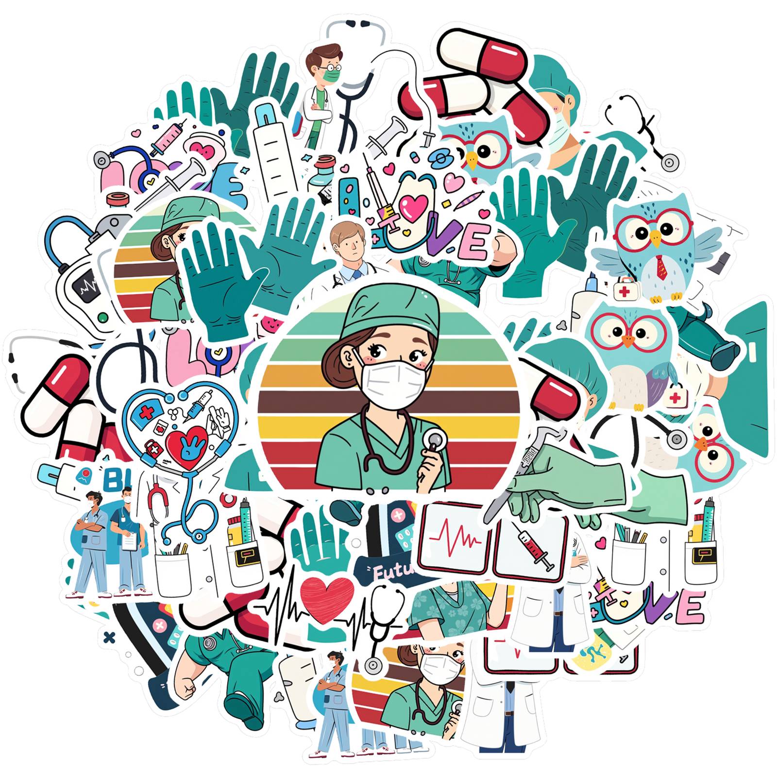 

35pcs Playful Stickers Cartoon Healthcare Stickers Stickers For Notebook Luggage Mobile Phone Cup Guitar DIY