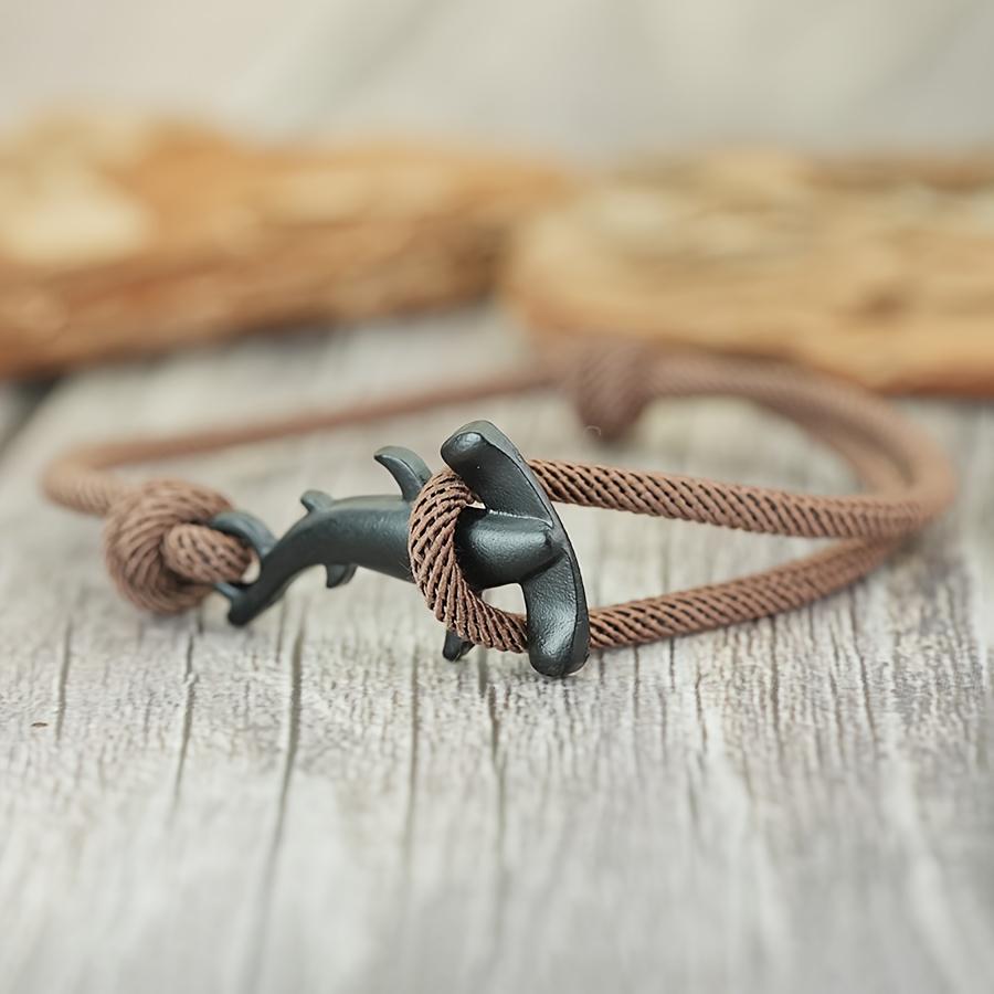 Ocean Breeze Single-Layer Adjustable Flat-Head Shark Bracelet for Women and Men, Vacation Style