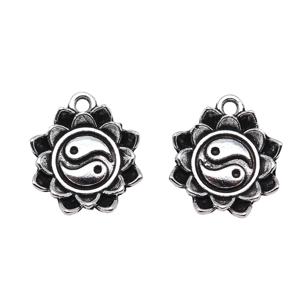 Yin Yang Charms Antique Alloy Lotus Pendants For Spiritual Zen Jewelry Accessories