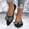 Fashion Pointed Toe Fashion Women's Flats Spring Casual Slip On Women's Ballet Shoes 2025 Rhinestone Bow Flat Shoes Ladies Zapatos Mujer