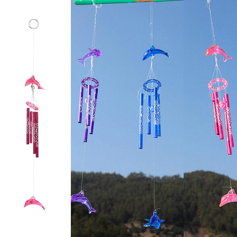 Dolphin Creative Crystal 4 metalowe rurki Windchime Wind Chime Home Decor