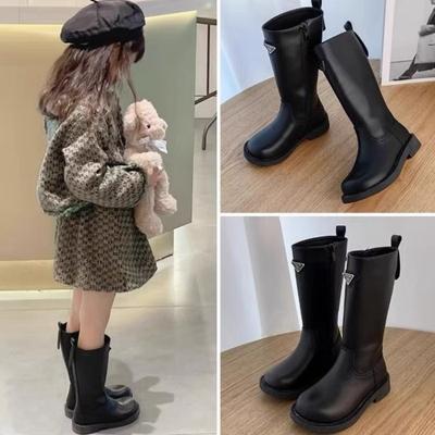 Autumn/winter New Children's Foreign Leather Boots, Thigh Boots and Fleece Martin Boots