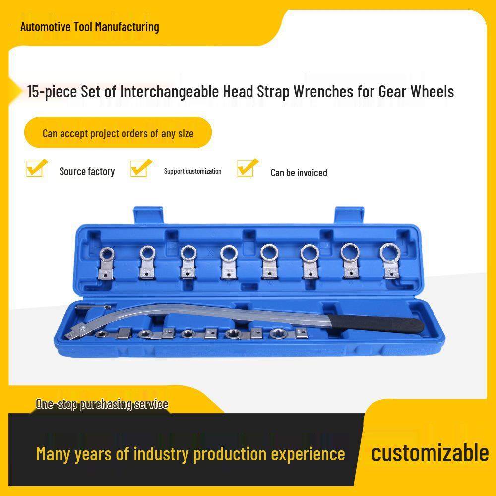 15-Piece Adjustable Idler Pulley & Belt Wrench Set 15-piece set, blue