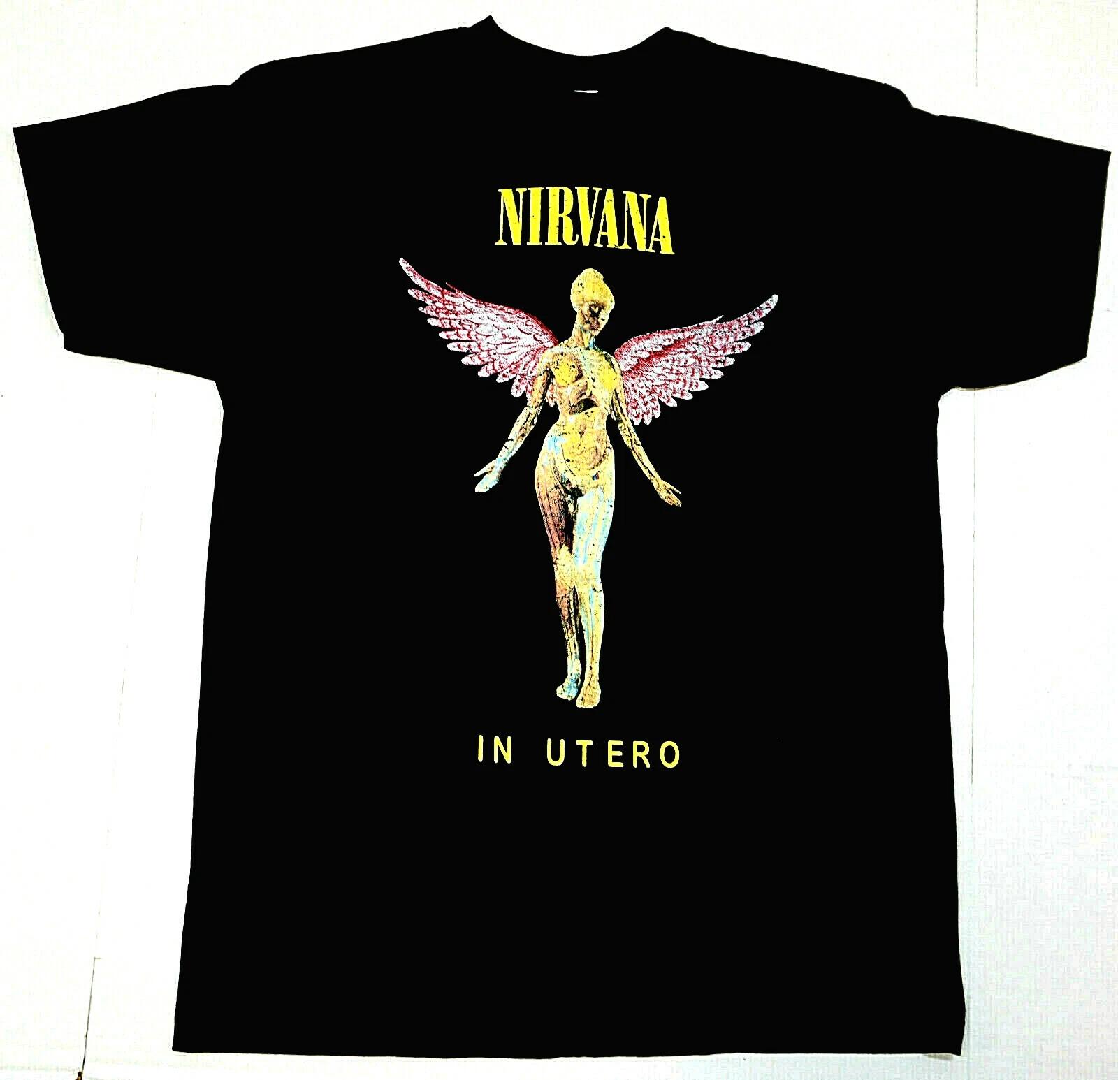 NIRVANA  T-shirt Grunge Rock Kurt Cobain IN UTERO Tee Men s 100% Cotton New XXXXL